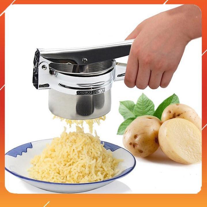 Dụng cụ Nghiền khoai tây, ép củ quả, làm bún mì 3 vỉ khuôn (Inox)