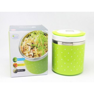 Hộp cơm giữ nhiệt 1 tầng chấm bi ruột inox