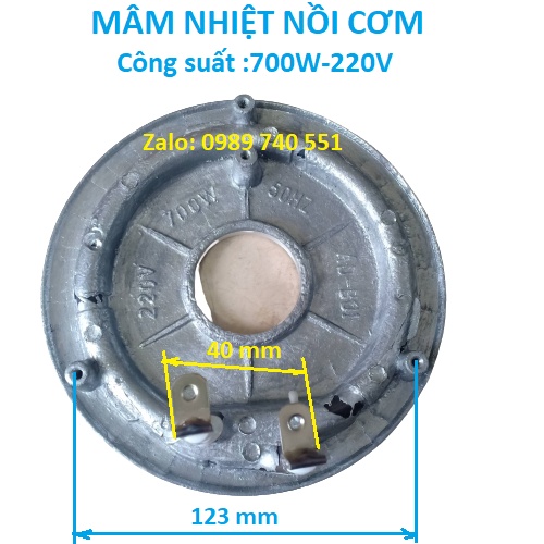 Mâm nhiệt nồi cơm điện công suất 700w đường kính 160 mm