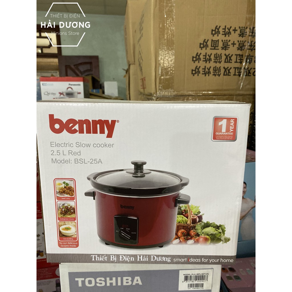 Nồi Tiềm Nấu Cháo Chậm Kho Cá Hầm Chưng Yến Đa Năng Benny BSL-25A (2.5 lít) - Bảo hành 12 tháng