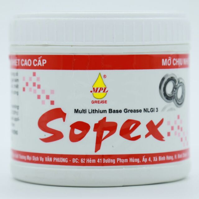 Mỡ bò chịu nhiệt kháng nước cao cấp đóng hộp Sopex trắng lon nhua 400 gram