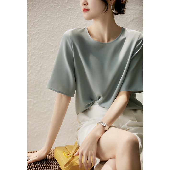 Syc Đa Năng581653Mg Áo Thun Lụa Crepe Thẳng Co Giãn Nhẹ Nhàng Mùa Hè Ý HC