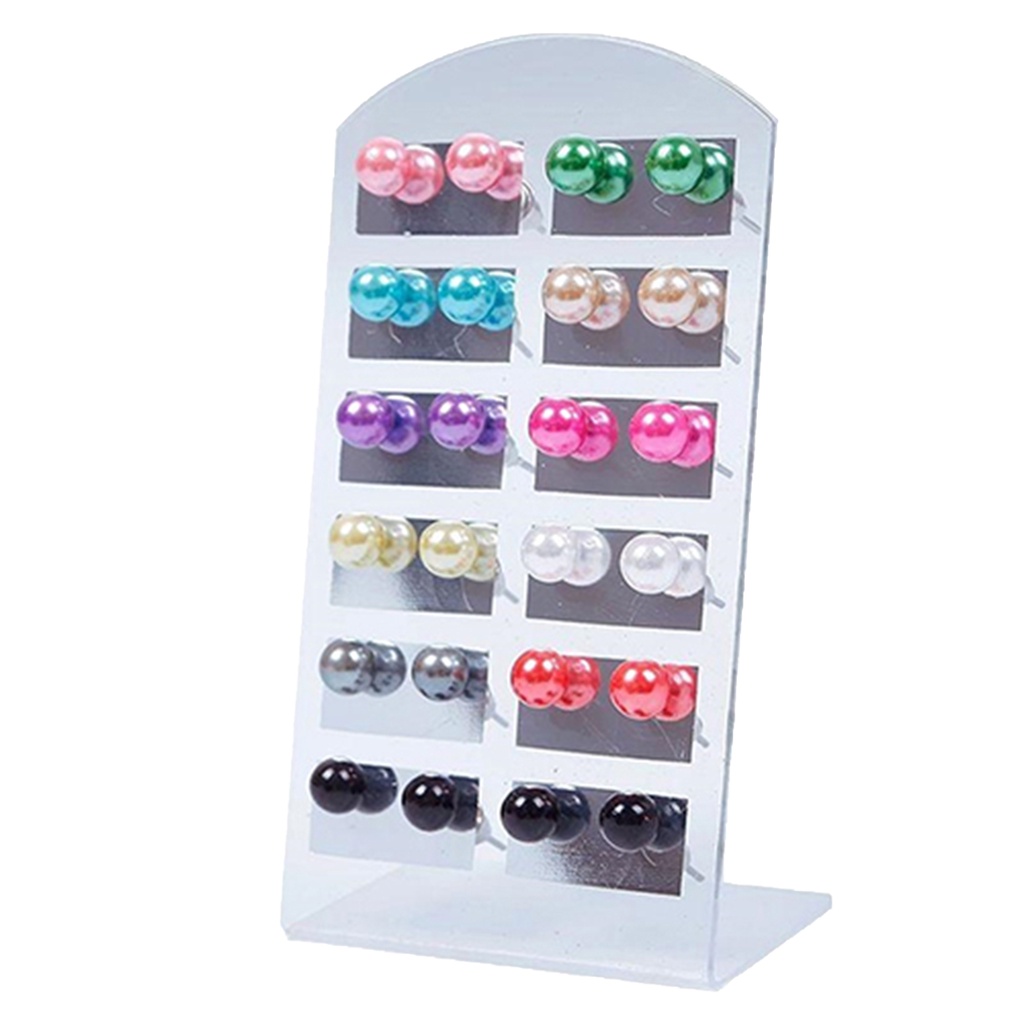 Bộ 12 Đôi Khuyên Tai Đính Ngọc Trai Nhân Tạo Hình Quả Cầu Nhiều Màu Tùy Chọn Cho Nữ