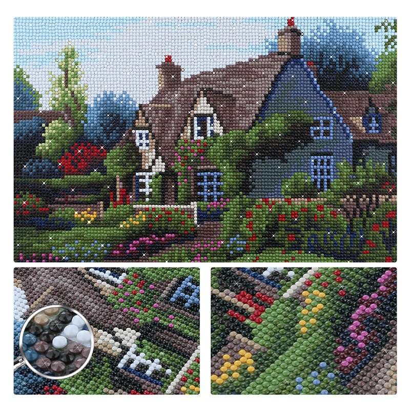 Bộ Tranh Đính Đá 5D Toàn Diện Họa Tiết Ngôi Nhà Độc Đáo DIY Dùng Trang Trí Nhà Cửa