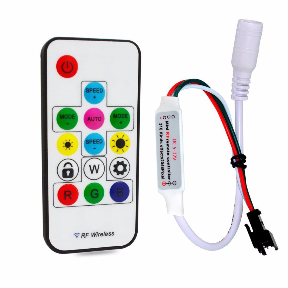 WS2812 SP103E 5V 12V 14Key RF RGB RGBW Bộ Điều Khiển Không Dây Điều Khiển Từ Xa Mini RF Dải Đèn WS28