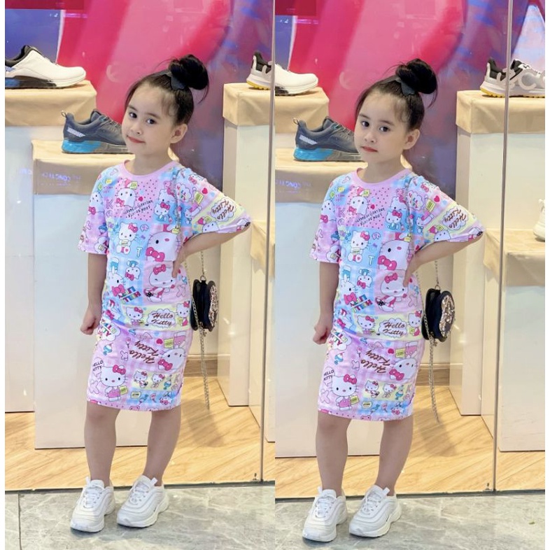 Váy bé gái 20 đến 40 kg, đầm thun lạnh in 3D siêu mềm đẹp siêu hot hit