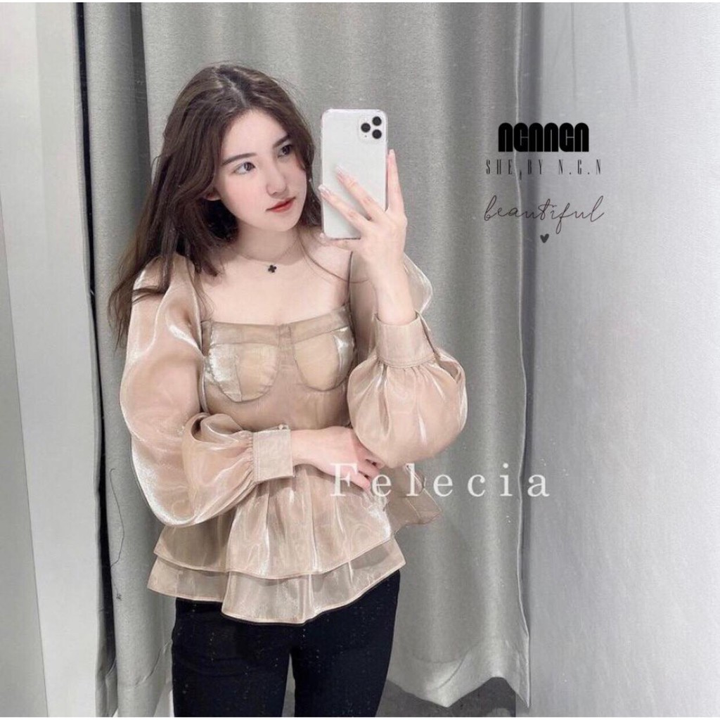 Áo tơ organza cúp ngực hàng loại 1
