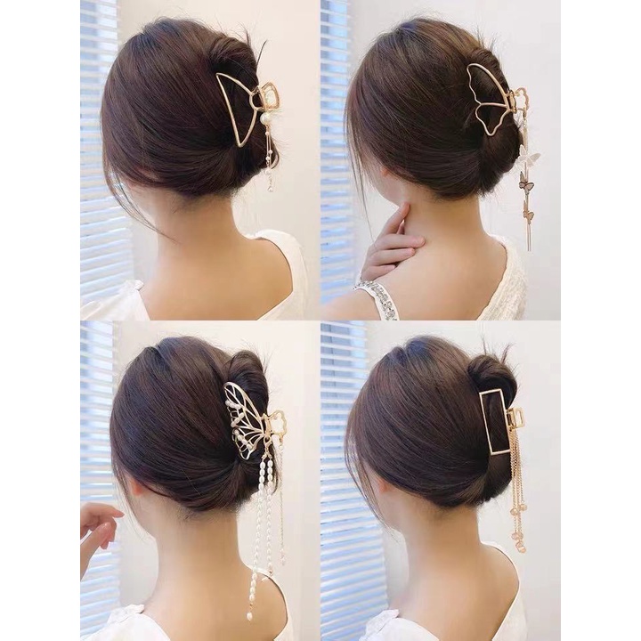 Kẹp tóc kim loại nhiều kiểu dáng khác nhau phong cách retro