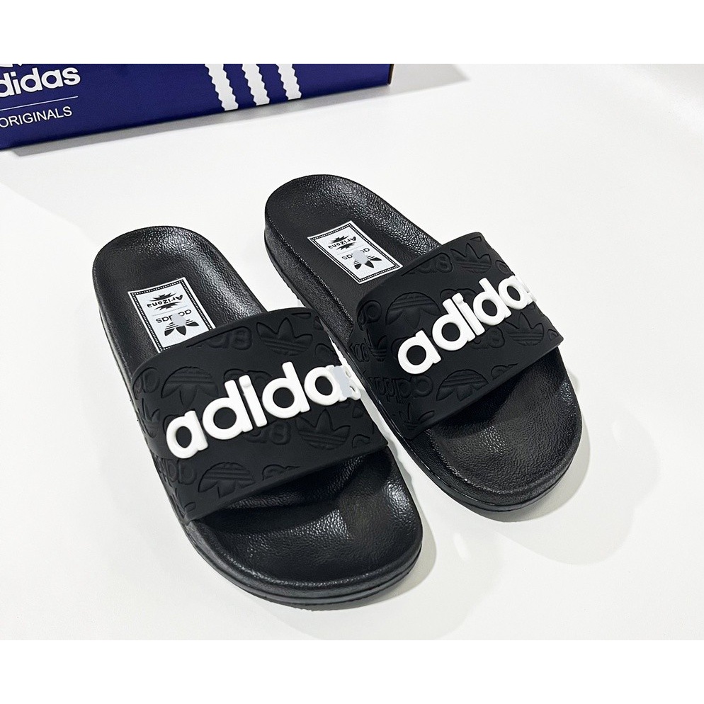 {Freeship} [𝐅𝐫𝐞𝐞 𝐒𝐡𝐢𝐩] Dép quai ngang adidas loại đen và trắng cao cấp hàng mới 2021