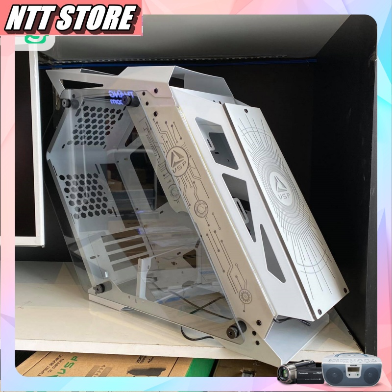 Vỏ case Game VSP EROG ES1 (TRẮNG) Gaming Kính cường Lực (chưa kèm Fan) - NNT Store