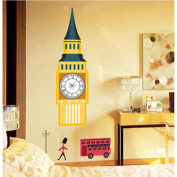 Decal Trang Trí Tường Kèm Đồng Hồ Dán Tường- Nhà Thờ FLORIDA ( Cao Cấp )