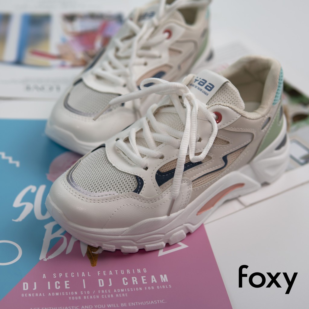 Giày Thể Thao Sneaker Nữ FOXY Form Cá Tính Đế Tăng Chiều Cao Phối Màu Hàn Quốc - FOX008