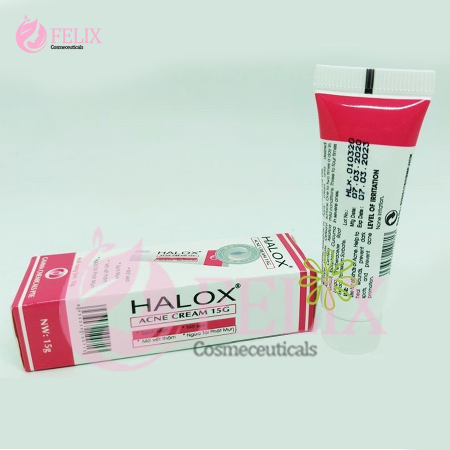 KEM GIẢM MỤN NGỪA THÂM HALOX ACNE CREAM CHÍNH HÃNG GAMMA TUÝP 15GR