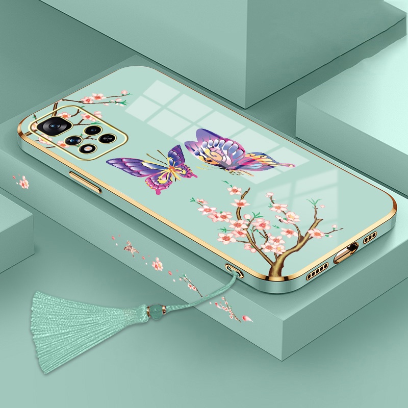 ốp lưng Redmi 10 Ốp Điện Thoại Silicon Họa Tiết Bươm Bướm Kèm Dây Đeo Cho Redmi 10
