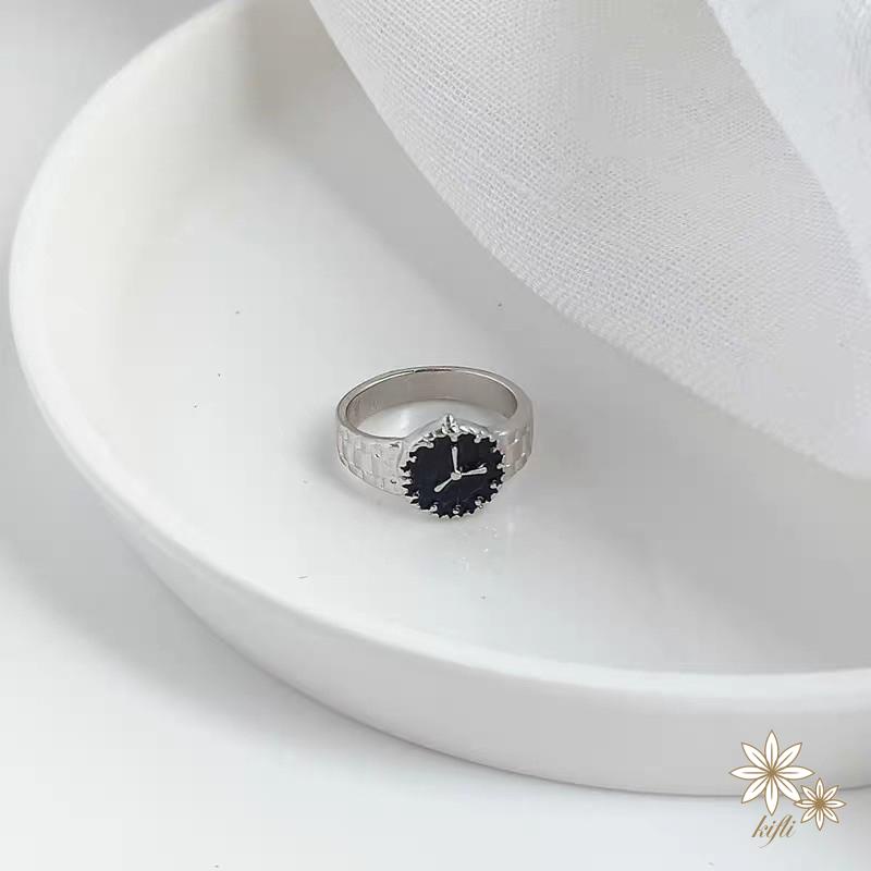 Nhẫn Hình Đồng Hồ Thiết Kế Đơn Giản Phong Cách Nhật Hàn