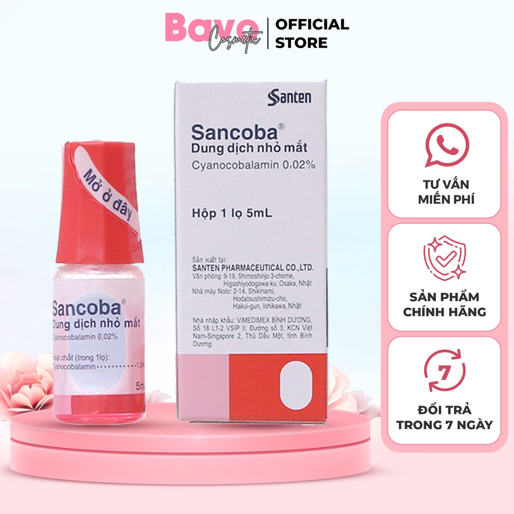 Nước nhỏ mắt cận Sancoba Nhật Bản 5ml chống mỏi mắt cận thị - BAVO COSMETIC