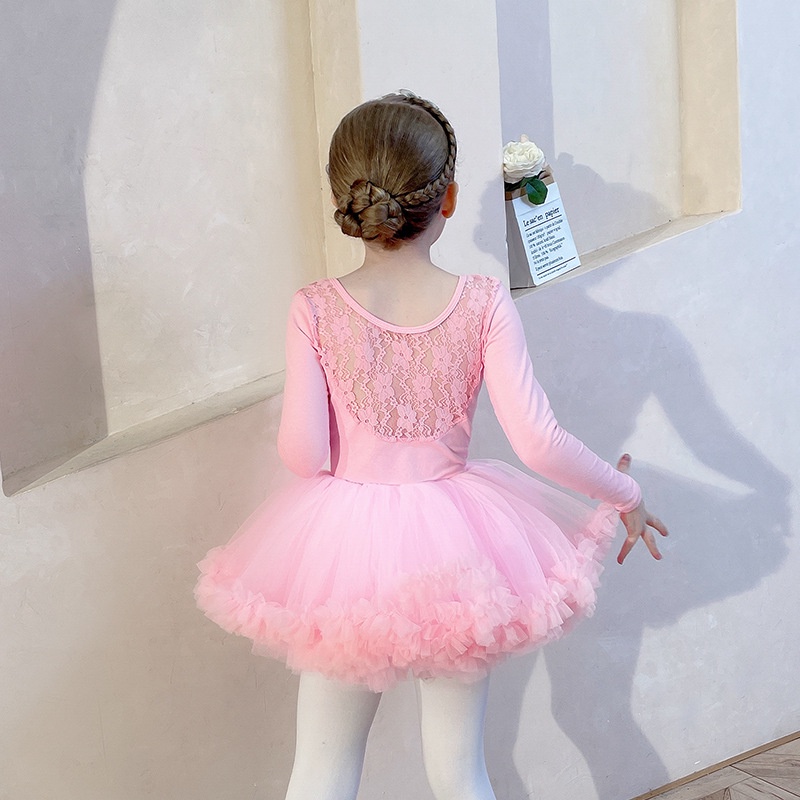 Đầm Múa Ballet Tay Ngắn Phối Ren Màu Tím Thời Trang Mùa Hè Cho Bé Gái