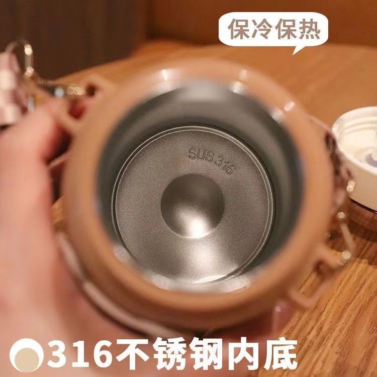 Bình Nước Giữ Nhiệt Bằng Thép Không Gỉ Chống Sốc Có Ống Hút Hình Gấu Hello Kitty Phong Cách Hàn Quốc Cho Bé