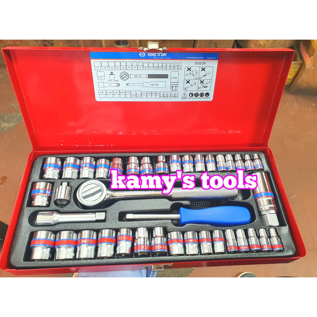 Bộ tuýp Kingtony 39 chi tiết 5032CR 1/4" và 3/8"