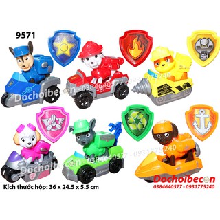 Hộp 6 Chó cứu hộ Paw Patrol + Kèm huy hiệu 9571