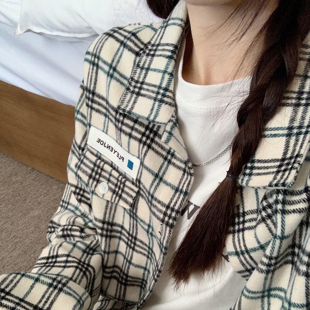 Áo sơ mi nữ SUXI dài tay họa tiết caro thời trang