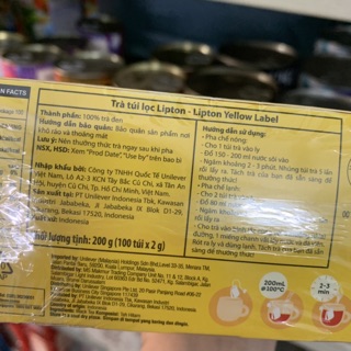 Trà lipton nhãn vàng 100 gói
