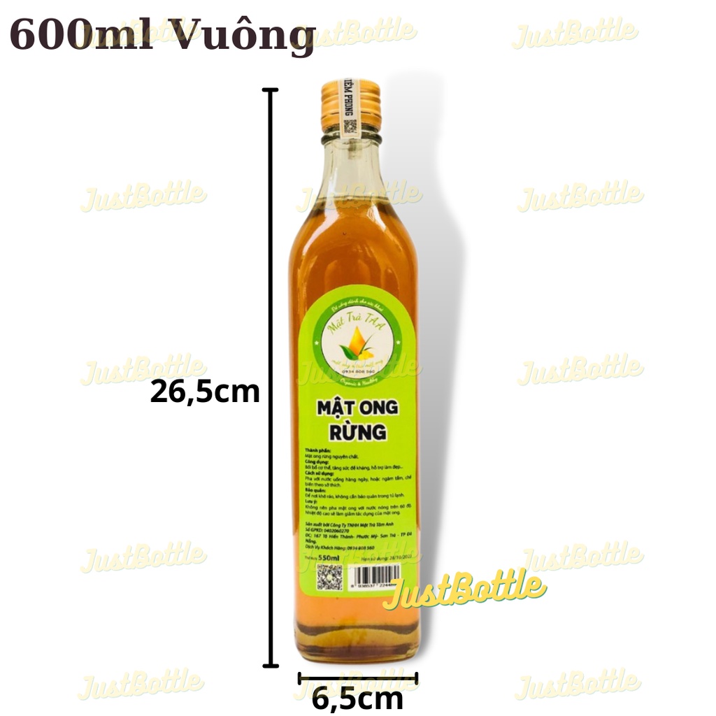 CHAI THỦY TINH VUÔNG 500ML 250ML 1 LÍT 600ML 1000ml MẬT ONG RƯỢU NƯỚC MẮM CÓ NẮP NHÔM/ LỌ THŨY TINH GIÁ SỈ RẺ ĐẸP