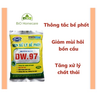 Men xử lý bể phốt dw.97, men bể phốt dw97, men vi sinh khử mùi hôi, diệt trùng, phân hủy cặn bã, phòng tắc nghẽn bồn cầu