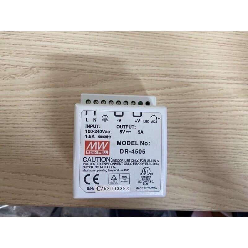 Bộ nguồn DC, Power Supply Meanwell DR-4505 -5V 5A (90%)