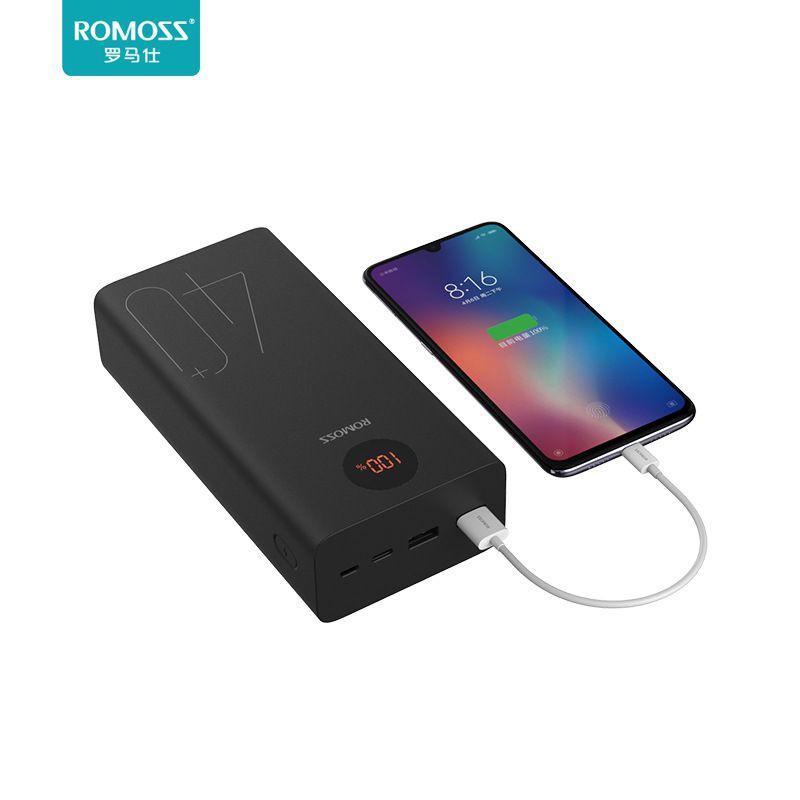 Pin dự phòng Romoss ZEUS 40+ dung lượng 40000mAh hỗ trợ sạc nhanh QC3.0 và sạc đảo chiều PD 18W (Đen)/sac samsung/iphone