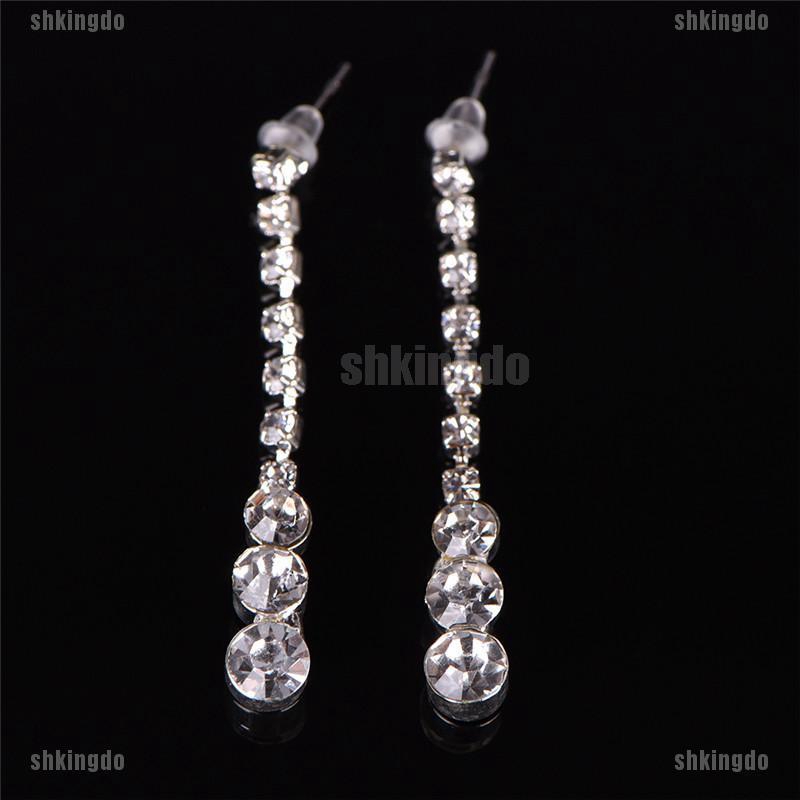 Set dây chuyền và bông tai đính đá thanh lịch cho cô dâu