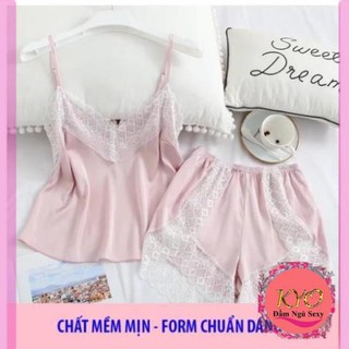 [  Siêu Đẹp- LOẠI I] Đồ bộ đẹp - Bộ ngủ lụa satin Phối ren