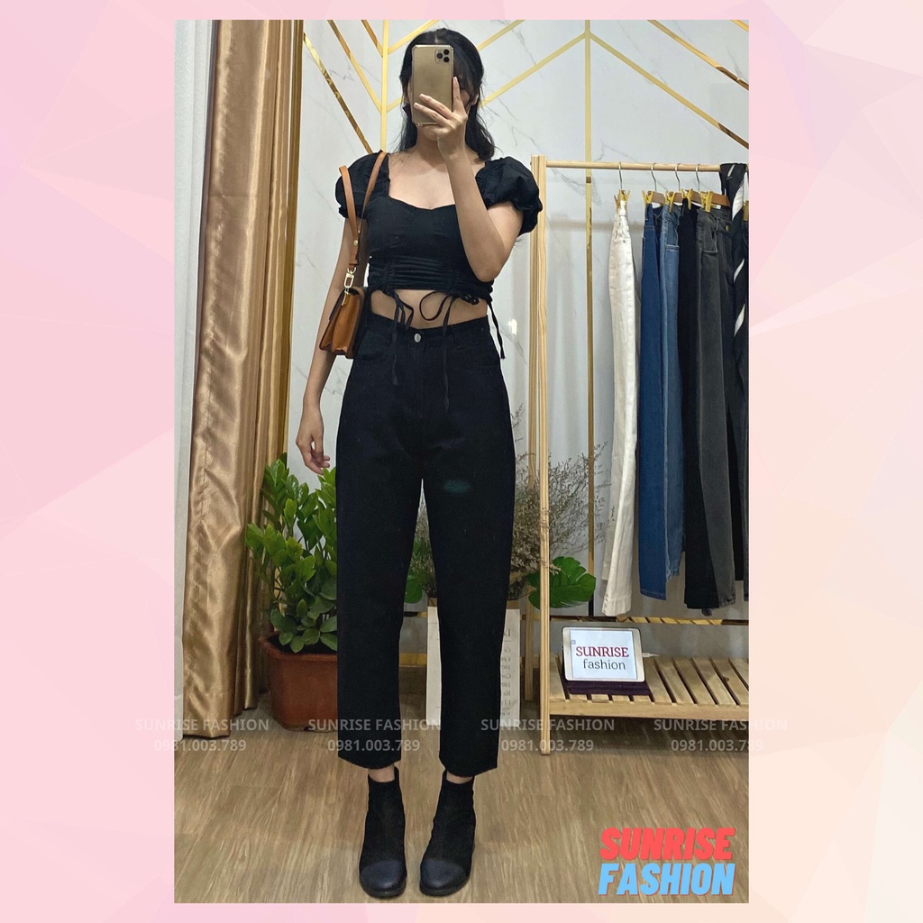 Quần jean baggy nữ lưng cao tôn dáng, quần bò baggy nữ cạp cao Sunrise Fashion S512 | BigBuy360 - bigbuy360.vn
