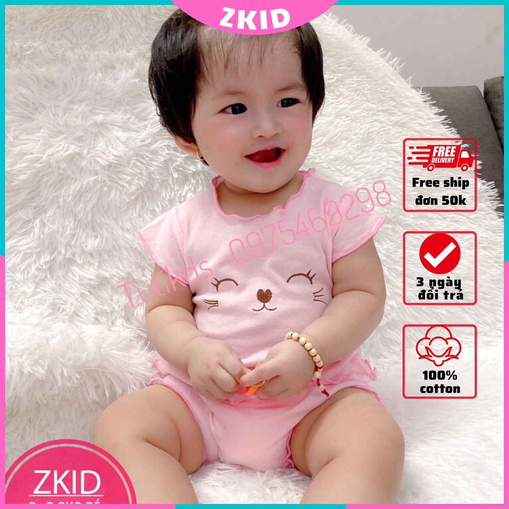 Bộ cộc tay cho bé 4-12kg. Đồ bộ bé gái thun cotton mát mềm mịn