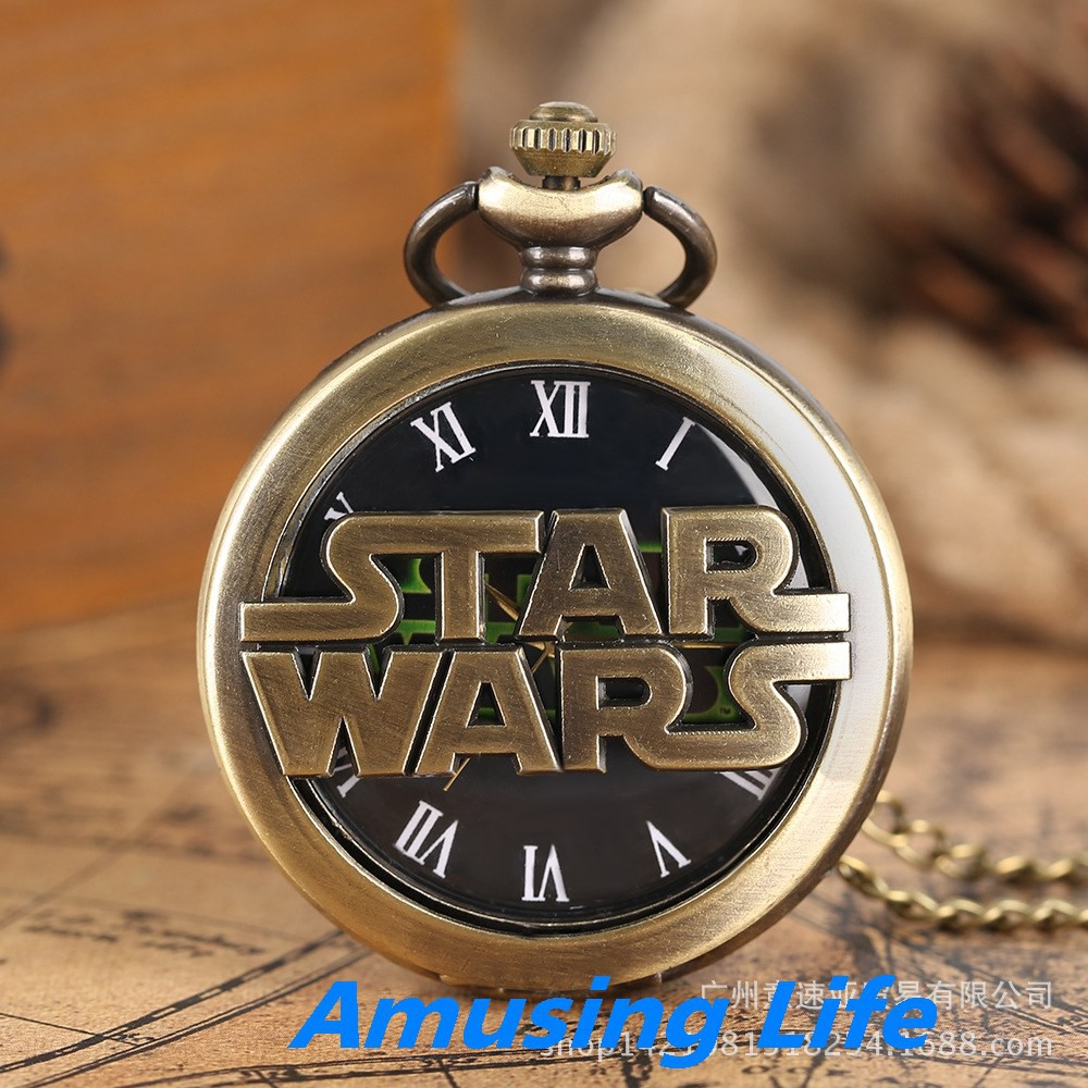 Quartz Pocket Watch Bán Buôn Star Wars Star Wars Retro Rỗng Lớn Đồng Hồ Bỏ Túi Đồng Hồ Thạch Anh Lật Nam Nữ Vòng Cổ Đồng