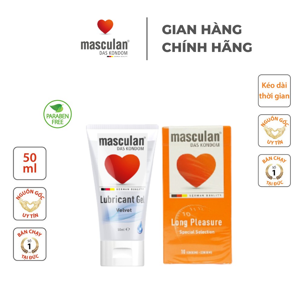 Combo Bao Cao Su Masculan Kéo Dài Thời Gian Và Gel Bôi Trơn Cao Cấp (Tùy Chọn)