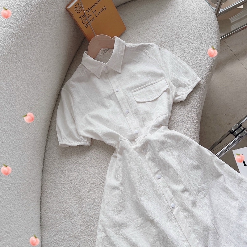 ĐẦM ULZZANG SƠ MI NGẮN THẮT NƠ - ELENA DRESS T217
