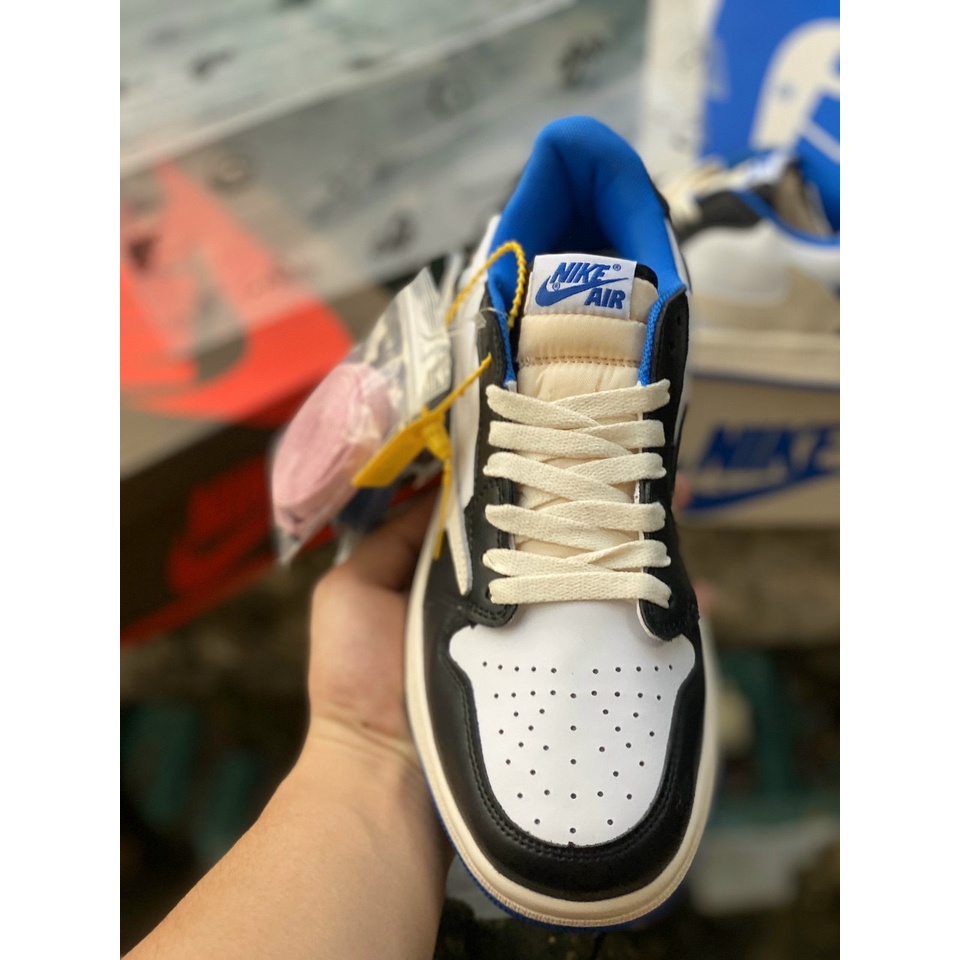 Giày jordan travis scott low blue bản SC full phụ kiện vỏ nhựa, ảnh thật