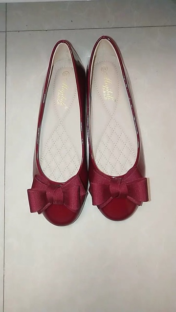 (ORDER) Giày búp bê da bóng mũi tròn nơ vải BIG SIZE 40,41,42,43 | BigBuy360 - bigbuy360.vn