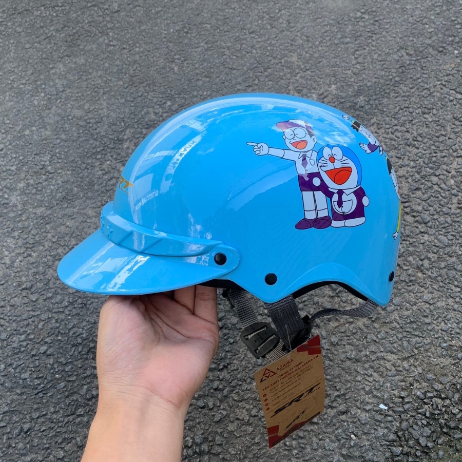 Mũ bảo hiểm nửa đầu trẻ em SRT đô rê mon helokitty bé từ 5-8 tuổi