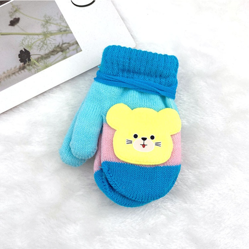 Găng Tay Len Dày Dặn Họa Tiết Mèo Hoạt Hình Dễ Thương Cho Bé Sơ Sinh 0-4 Tuổi