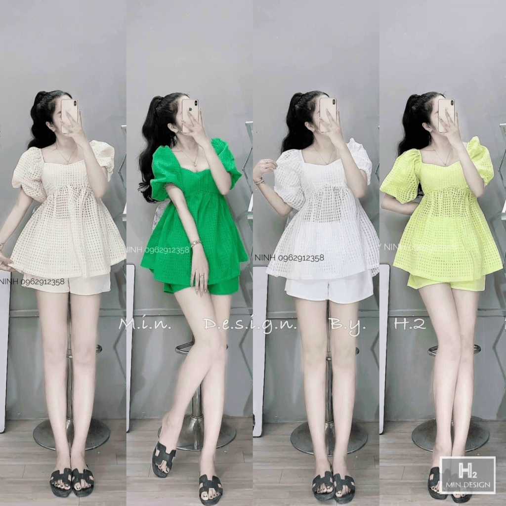 SET ĐỒ (VÁY TRỄ VAI/ QUẦN ĐÙI) PHỐI HOẠ TIẾT Ô VUÔNG SIÊU HOT, MẶC SIÊU DỄ CHỊU ( ĐI CHƠI/ DÃ NGOẠI/ DẠO PHỐ ) ĐA DẠNG S