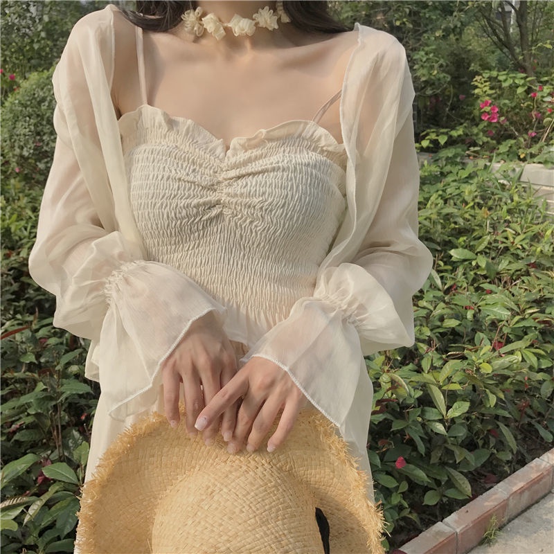 COZOK Áo Khoác Chiffon Mỏng Tay Dài Thời Trang