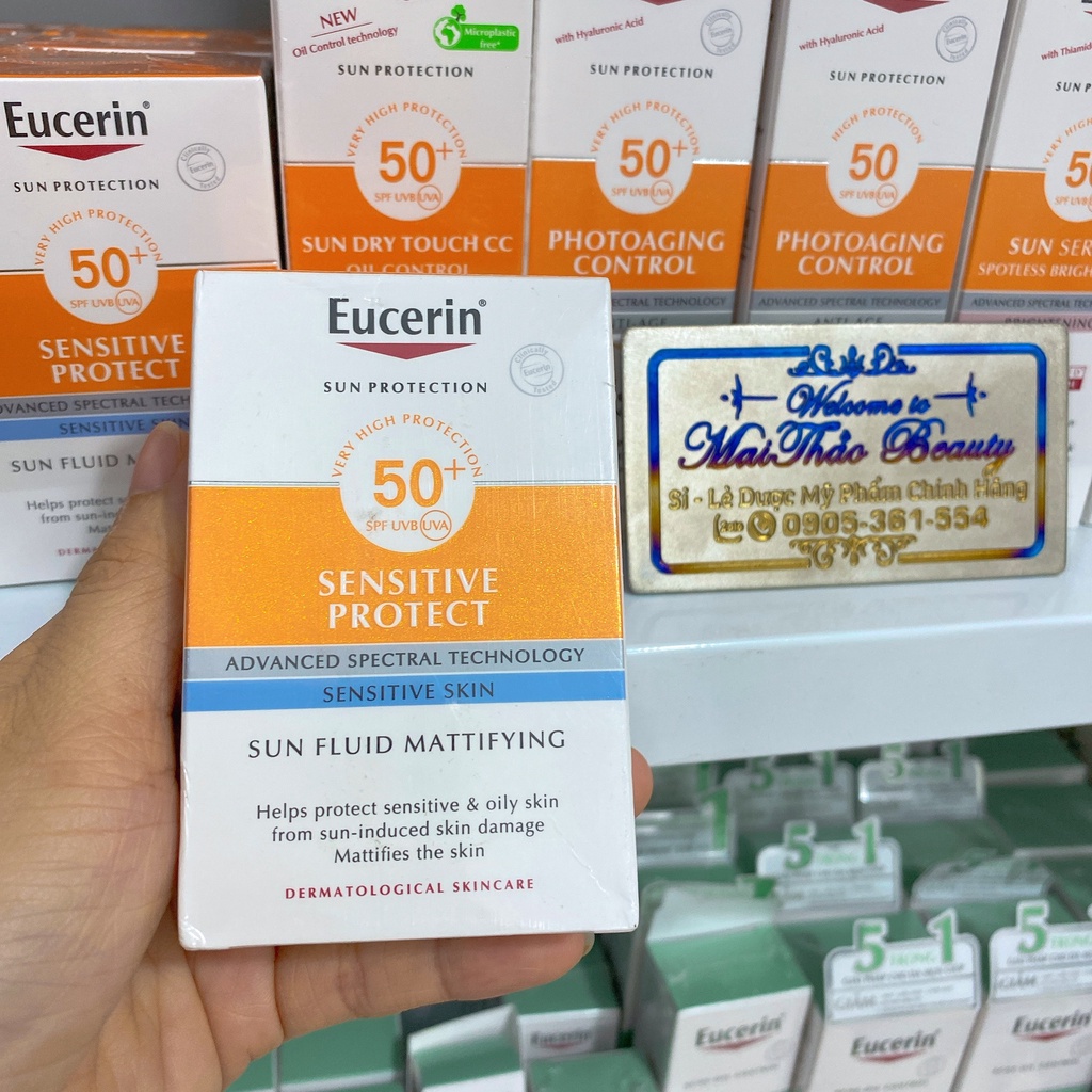 🎁 Eucerin Kem Chống Nắng Sun Fluid Mattifying Sensitive 50+ 50ml