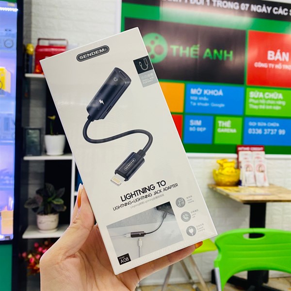 Jack cáp chuyển đổi Lightning to Lightning + Jack tai nghe Lightning 2in1 SENDEM A08