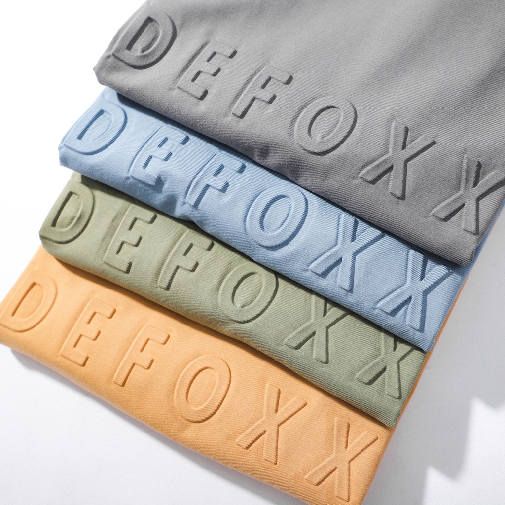 Áo phông nam, áo thun nam cổ tròn trơn DEFOXX vải cotton 4 chiều dập chữ nổi màu xám 220608 foxxmen
