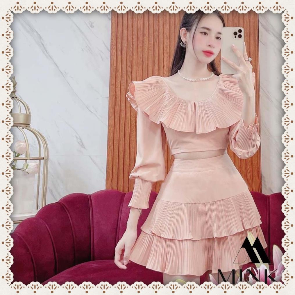 [TTTK] SET ÁO BÈO TRỄ VAI VÀ CHÂN VÁY TẦNG SIÊU HOT - CHẤT LIỆU CAO CẤP - MÀU TRẮNG/ HỒNG/ NUDE | BigBuy360 - bigbuy360.vn