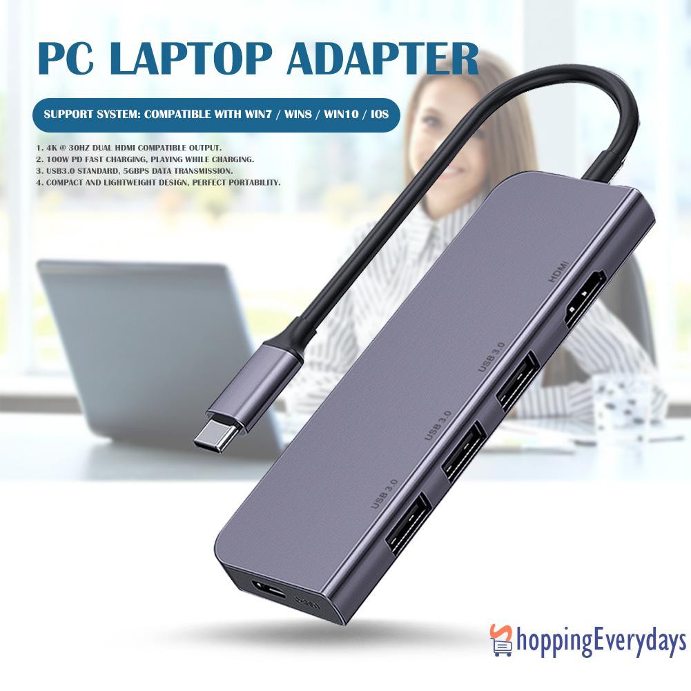 【sv】 Xfanic HDMI-compatible USB 3.0 Type C Hub 5 Ports PD 4K HUB Adapter for PC