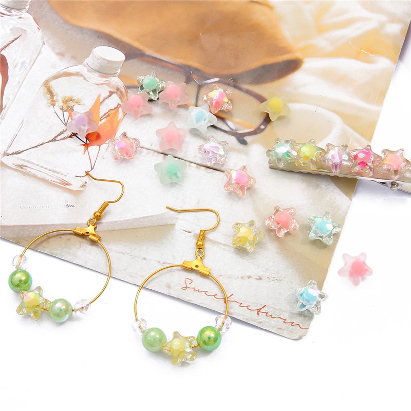 Hạt xỏ Beadia bằng nhựa trong suốt hình ngôi sao / dáng tròn dùng làm trang sức