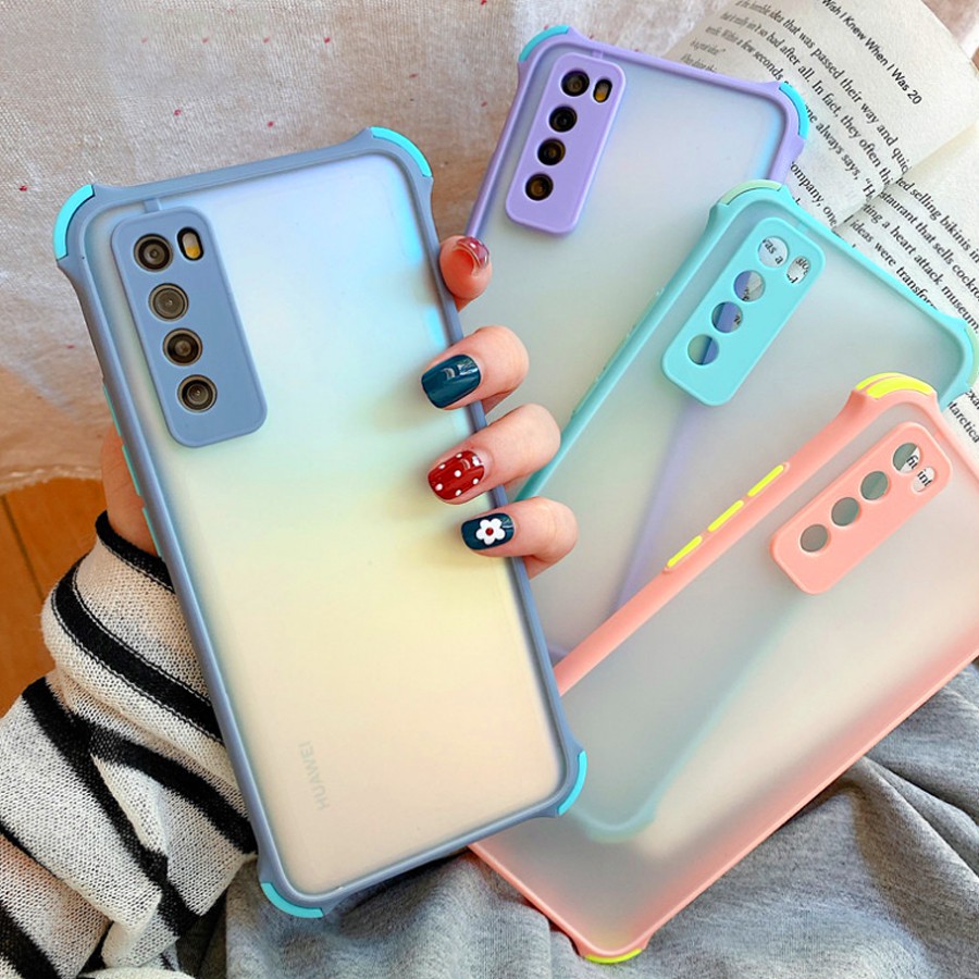 Casing Samsung GalaxyA02 A02S A12 A42 5G A32 4G A21s A71 A51 A50 A50s A30s Macaron Contrast Four Corners Drop Resistance Clear Matte Soft Phone Case